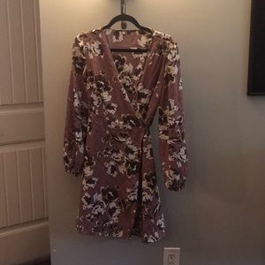 Taupe flowered wrap dress never worn